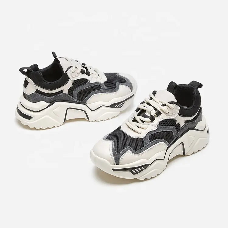 China Brand Customized High Quality Lace-up Mesh Breathable Walking Sport Shoes Clunky Shoes Girls